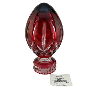 Waterford Crystal LISMORE Pink Ruby Red 5" Egg Collectible Cased Paperweight - Picture 1 of 11