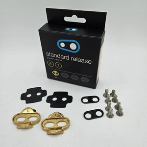 CRANK BROTHERS Premium Pedal Cleats, Stand. Release, 6° Float, 15° Release, Gold - Picture 1 of 2