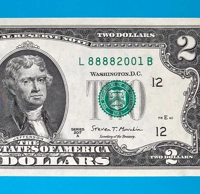 LUCKY Year 2001 (L 88882001 B) $2 Two Dollar Bill 2017A Series *UNC* - Image 1 of 4
