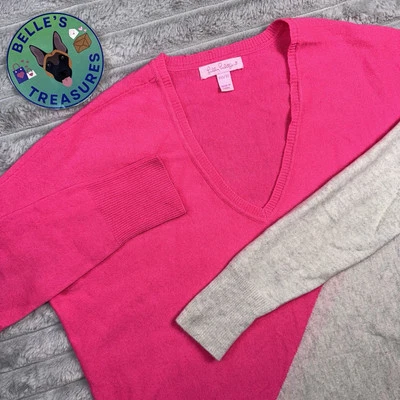 Suéter Lilly Pulitzer XS Alessandra 100% Cachemira Rosa Caliente Retro Bloque de Color Foto 1 de 4
