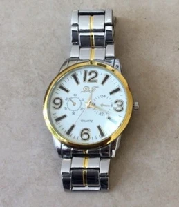 Rosra Men's Watch Two Tone Stainless Steel Watch & Band White Dial Big Hours New - Picture 1 of 4