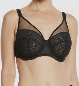 $88 Maison Lejaby Women Black Mandala Full-Cup Semisheer Underwire Bra Size 34C - Picture 1 of 2