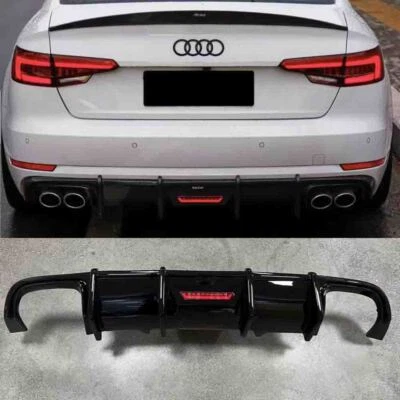 For Audi S4 B9 A4 Sline Sedan 17-19 Glossy Gloss Black Rear Diffuser Spoiler - Image 1 of 2