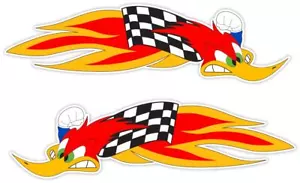 Woody Cartoon Racing par de pegatinas Decal Wall Car Bike Motorcycle - Imagen 1 de 2