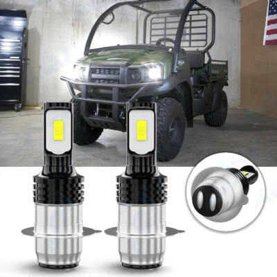For Kawasaki Mule 600 610 3000 3010 2x H6M 80W 6000k LED Headlight White Bulbs - Image 1 of 4