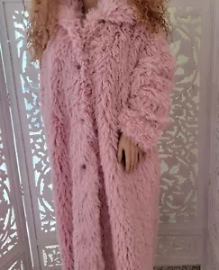 Plush Light Pink Faux Fur Crystal Embellished Coat - Picture 1 of 6