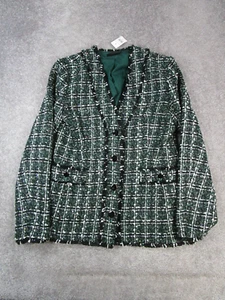 Ann Taylor Sports Coat Womens 0 Green Black White Blazer New - Picture 1 of 9
