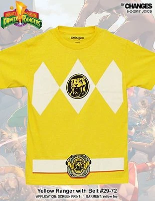 Mighty Morphin Power Rangers Yellow Ranger Superhero Halloween Costume T Shirt - Image 1 of 3