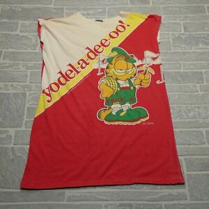 VINTAGE Garfield Sleeveless Sleep Shirt Womens M/L 1987 Yodel German Theme