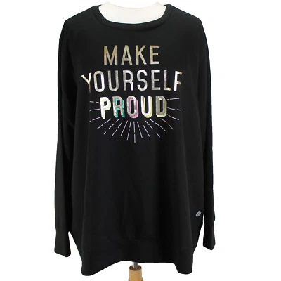 Torrid Active Sweatshirt Sz 6 6X Black Long Sleeve Pullover Make Yourself Proud - Image 1 of 4