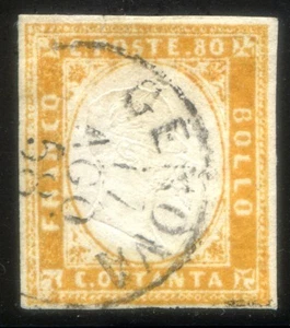 ASI Sardegna 1858 n. 17b 80 c. ocra arancio - usato (s060) - Picture 1 of 3