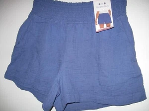 New THREE DOTS size Small SHORTS smocked waistband Periwinkle blue  Womens Gauze - Picture 1 of 7