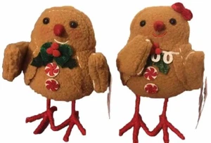 2024 Holiday Time Lot of 2 Gingerbread Birds Boy and Girl Christmas Decor - Picture 1 of 24