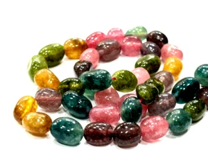 Collana TOURMALINA OVALE liscia 6X8mm perle pietre preziose sfuse 18" pollici 1 - Foto 1 di 7