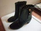 Kate Spade Rain Boots Womens size 10 vinyl black zip gold logo