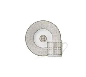 Hermes Mosaique Au 24 Platinum Coffee cup and Saucer set of 2 Brand New - Picture 1 of 1