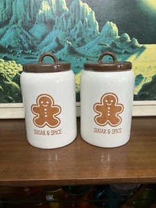 Tk Maxx Paar Lebkuchen Mann Aufbewahrung Kanister Glas Deckel Weihnachten Kekse Neu - Bild 1 von 5