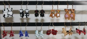 LAMPWORK Animal Glass Earrings-Hand Assembled-Monkey,Panda,Fish -Choice-New - Picture 1 of 96