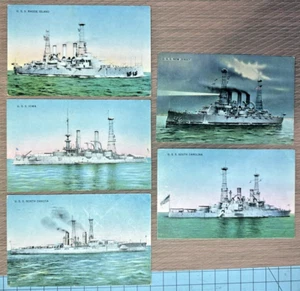 Qty 5 - Postcard USS Battleship Series No. 2 - USS New Jersey Moonlight - Picture 1 of 11