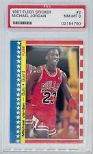 1987 Fleer Sticker Michael Jordan #2 Basketball Card PSA 8 NM-MT Bulls HOF