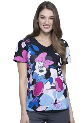 Minne Mouse Cherokee Scrubs Tooniforms Disney V Neck Top TF626 MNOO - Image 1 of 4