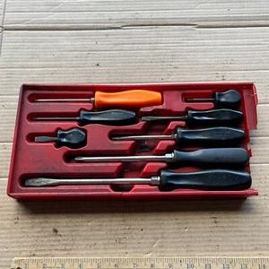 Snap On Screwdriver Set Black 8pc Set SSDP64, SSDD4, SDDP42 Lot of 8 in tray - a - Picture 1 of 9