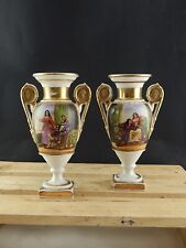 Antique de Valeur Couple Vases Biansati Empire Porcelaine France Napoléon III
