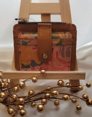 Patricia Nash NWT Cassis Id And 5 CC Case Citrus Rose RFID Leather Top Zip... - Image 1 of 4