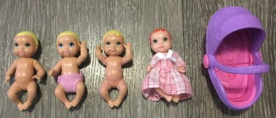Barbie Skipper Babysitters Baby Doll Dolls Infant Babies Carrier Lot Of 4 - Image 1 of 4