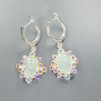 Pendientes Joyería 8ct+ Aguamarina Natural Plata de Ley 925/E128118 Foto 1 de 4