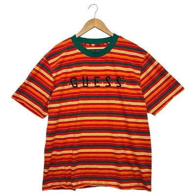 Guess x J Balven Shirt Mens Extra Large Orange Striped Embroidered Vibras Retro - Image 1 of 4