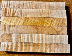 6 trockene figurbetonte lockige Ahorn Pen Rohlinge 5,5" x 3/4" x 3/4" Drechselmaschine Holz - Bild 1 von 4