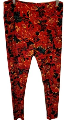 Leggings LulaRoe Damas LG Rojo/Negro Floral Alto y Curvilíneo Poliéster/Spandex  Foto 1 de 4
