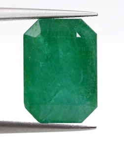 Piedra preciosa octágona suelta certificada esmeralda verde natural sin tratar de 7,15 quilates 12x9 mm - Imagen 1 de 11