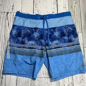 Zeroxposur Men’s Swim Trunks Large Blue Palms UPF 50+ Quick Dry Comfort Waist - Picture 1 of 3