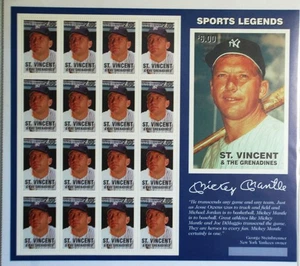 6,00 $ St. Vincent 1997 - Mickey Mantle, Baseball - Bogen mit 16 Briefmarken - Bild 1 von 1