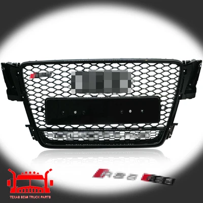 Para Audi A5 S5 B8 RS5 Estilo 08-12 Parrilla de malla delantera Parrilla de parachoques superior con Quattro Foto 1 de 4