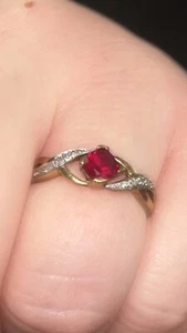 9ct gold Ruby and diamond ring, 3 years old, Larger fit for big finger - Picture 1 of 1