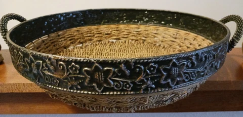Seagrass Basket with Metal scroll print Cover