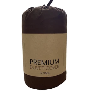 Premium 3 Piece Brown Bed Set Duvet Cover Full/Queen Ultra Soft Hypoallergenic - Picture 1 of 8