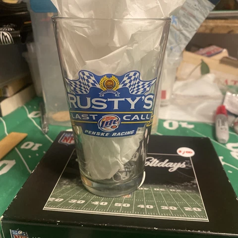 Rusty Wallace NASCAR Miller Lite Penske Racing RUSTY'S LAST CALL Beer Glass Cover