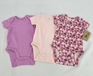 3 Piece Baby Girl Bodysuits 0-3 Month Stretch Cotton Jersey Sleeveless - Picture 1 of 10