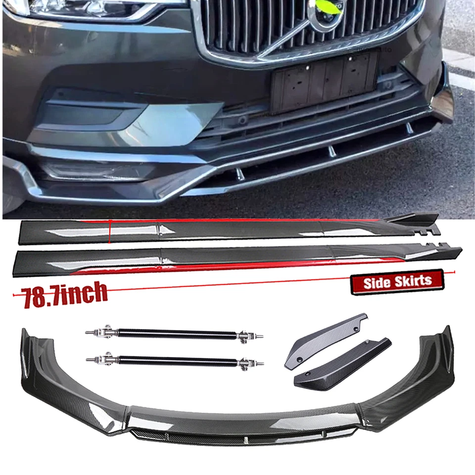 For Volvo S60 S80 S90 Front Rear Bumper Lip Side Skirt Carbon Fiber Body Kit Foto 1 de 4