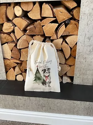 JUST GOT PERSONAL Personalised Christmas Dog Gift Bags & Santa Sacks - Border Collie Shep Design