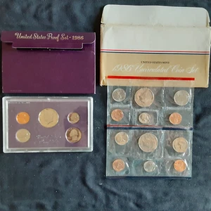 1986 U.S Mint Proof Set AND 1986 Uncirculated U.S Mint Coin set! NICE PAIR!!! - Picture 1 of 1