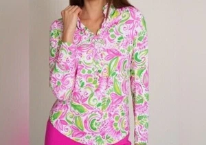 G Lifestyle Langarm Reißverschluss Stehkragen Golf Top Gr. XS-S belüftete Arme UPF 50+ ZZ - Bild 1 von 4