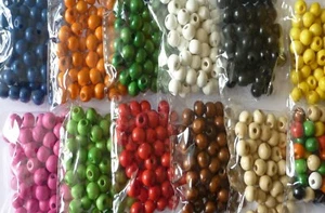 (0,01€/St.) 120 Holzperlen 6mm bunt Holz Perlen rund  sortiert fädeln basteln - Bild 1 von 12