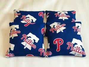 PHILADELPHIA PHILLIES CORNHOLE BEAN BAGS SET OF 4 TOP QUALITY TOSS GAME   - Picture 1 of 1