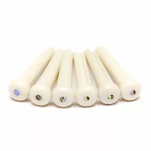 TUSQ Traditional Bridge Pins - Set of 6 - White with Paua Dot PP-1182-00 - Picture 1 of 4