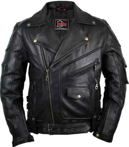 Men's Rocker Chopper Biker Leather Jacket Genuine Retro Motorcycle Jacket - Picture 1 of 5